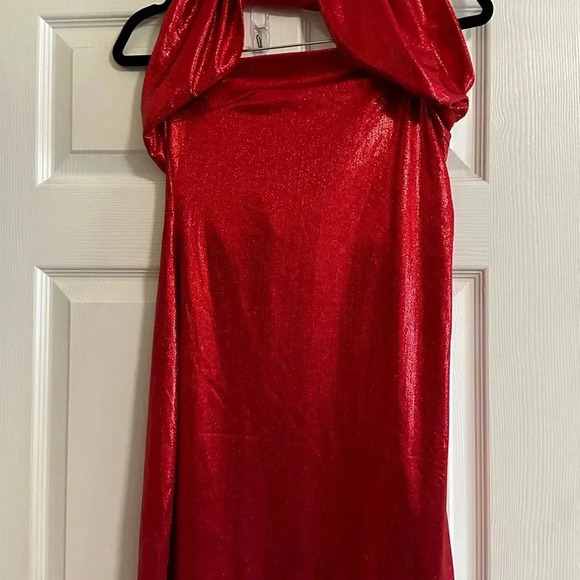 Superdown Tamia asymmetrical mini dress Red size XL Stretchy SEXY Revolve Brand - Picture 6 of 9